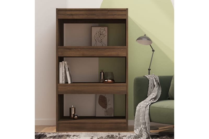bogreol/rumdeler 60x30x103 cm spånplade brun egetræsfarve - Brun - Opbevaring - Hylder & Reoler - Bogreol