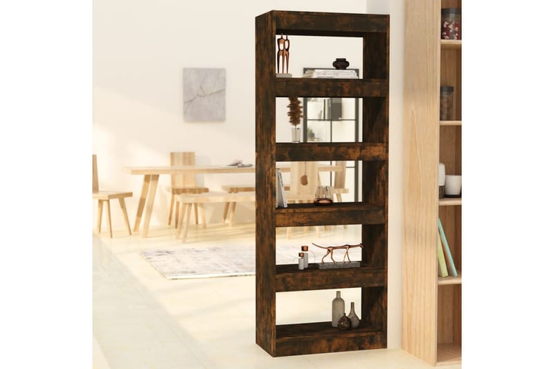 bogreol/rumdeler 60x30x166 cm spånplade røget egetræsfarve - Brun - Opbevaring - Hylder & Reoler - Bogreol