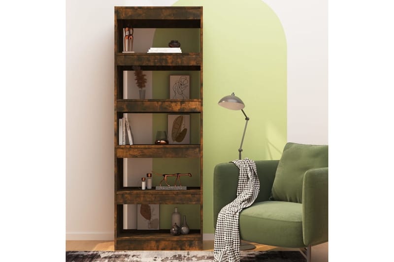 bogreol/rumdeler 60x30x166 cm spånplade røget egetræsfarve - Brun - Opbevaring - Hylder & Reoler - Bogreol