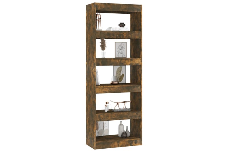 bogreol/rumdeler 60x30x166 cm spånplade røget egetræsfarve - Brun - Opbevaring - Hylder & Reoler - Bogreol