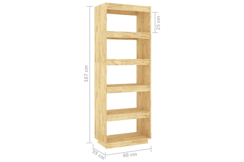 bogreol/rumdeler 60x35x167 cm massivt fyrretræ - Brun - Opbevaring - Hylder & Reoler - Bogreol