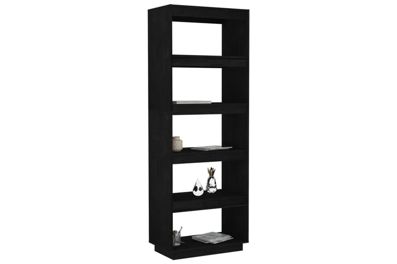bogreol/rumdeler 60x35x167 cm massivt fyrretræ sort - Sort - Opbevaring - Hylder & Reoler - Bogreol