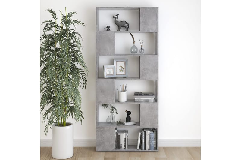 bogreol/rumdeler 80x24x186 cm spånplade betongrå - Grå - Opbevaring - Hylder & Reoler - Bogreol