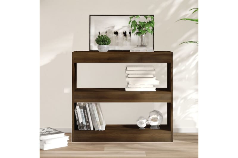 bogreol/rumdeler 80x30x72 cm brun egetræ - Brun - Opbevaring - Hylder & Reoler - Bogreol
