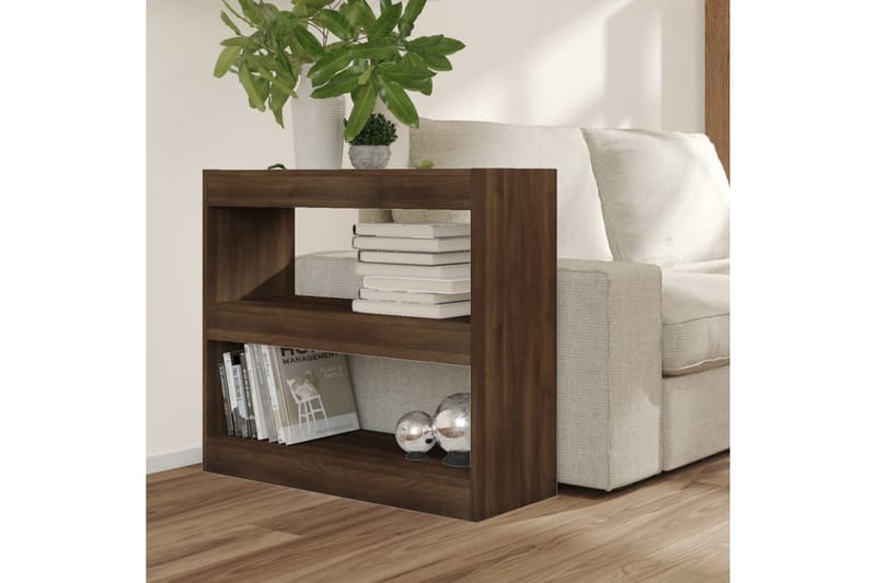 bogreol/rumdeler 80x30x72 cm brun egetræ - Brun - Opbevaring - Hylder & Reoler - Bogreol