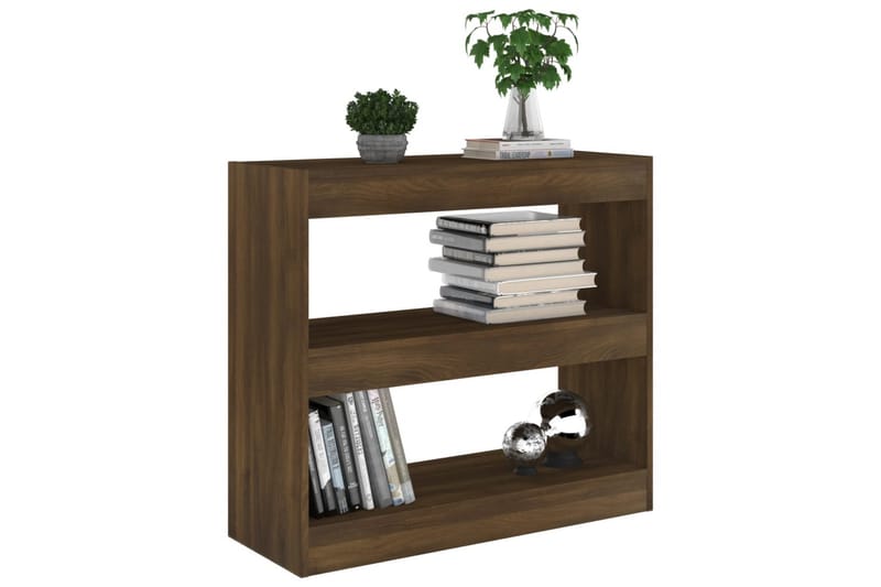 bogreol/rumdeler 80x30x72 cm brun egetræ - Brun - Opbevaring - Hylder & Reoler - Bogreol