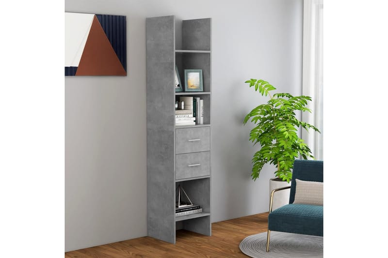 bogskab 40x35x180 cm spånplade betongrå - Grå - Opbevaring - Hylder & Reoler - Bogreol