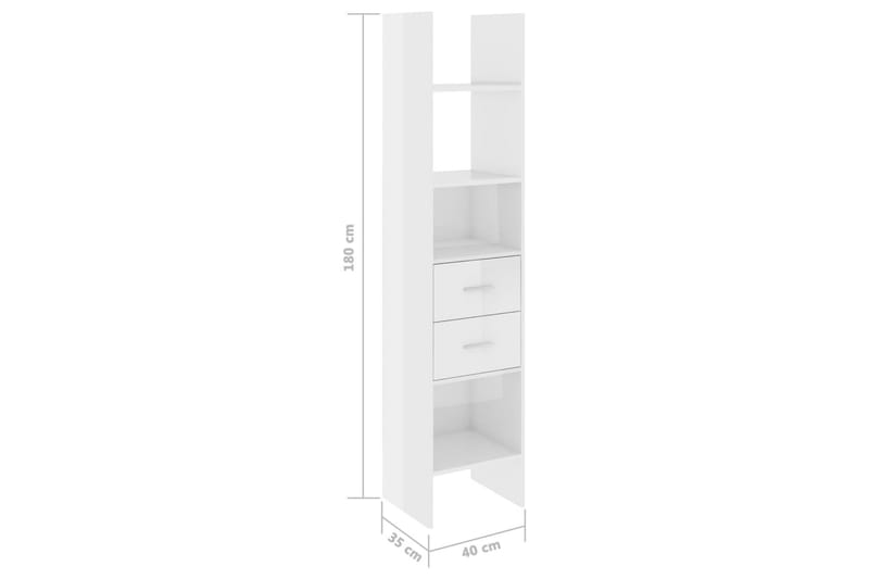 bogskab 40x35x180 cm spånplade hvid højglans - Hvid - Opbevaring - Hylder & Reoler - Bogreol