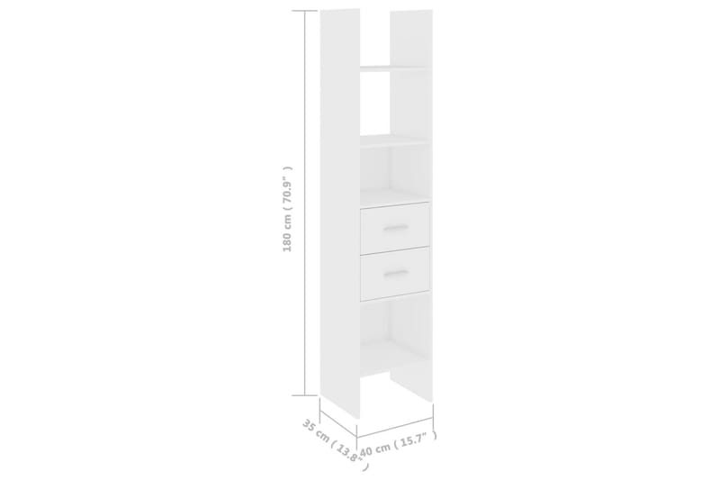 bogskab 40x35x180 cm spånplade hvid - Hvid - Bogreol