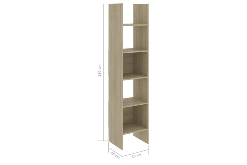 bogskab 40x35x180 cm spånplade sonoma-eg - Brun - Opbevaring - Hylder & Reoler - Bogreol