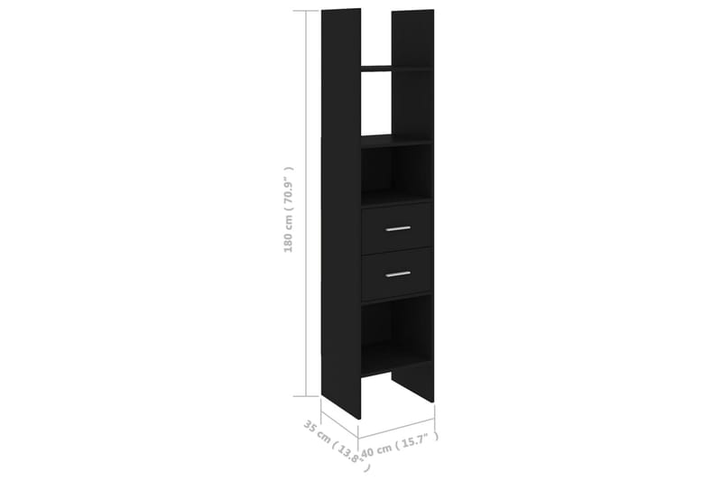 bogskab 40x35x180 cm spånplade sort - Sort - Opbevaring - Hylder & Reoler - Bogreol