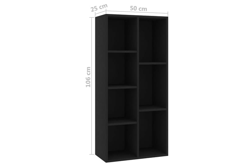 Bogskab 50x25x106 cm Spånplade Sort - Sort - Bogreol