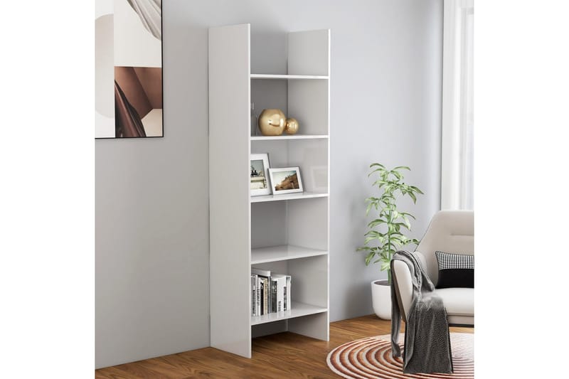 bogskab 60x35x180 cm spånplade højglans hvid - Hvid - Opbevaring - Hylder & Reoler - Bogreol