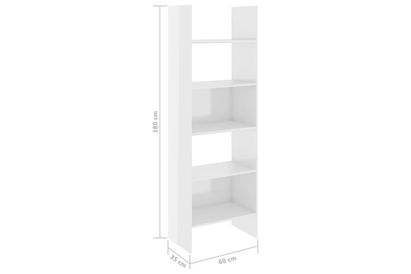 bogskab 60x35x180 cm spånplade højglans hvid - Hvid - Opbevaring - Hylder & Reoler - Bogreol