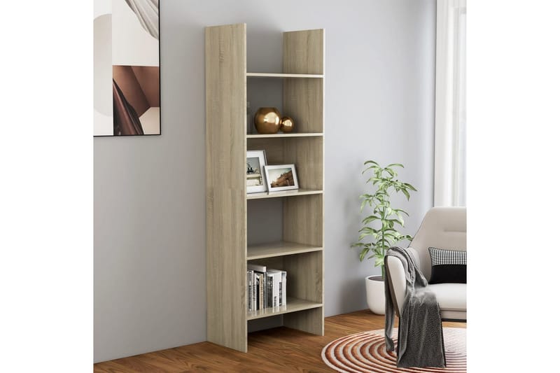 bogskab 60x35x180 cm spånplade sonoma-eg - Brun - Opbevaring - Hylder & Reoler - Bogreol