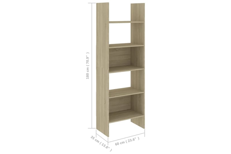 bogskab 60x35x180 cm spånplade sonoma-eg - Brun - Opbevaring - Hylder & Reoler - Bogreol