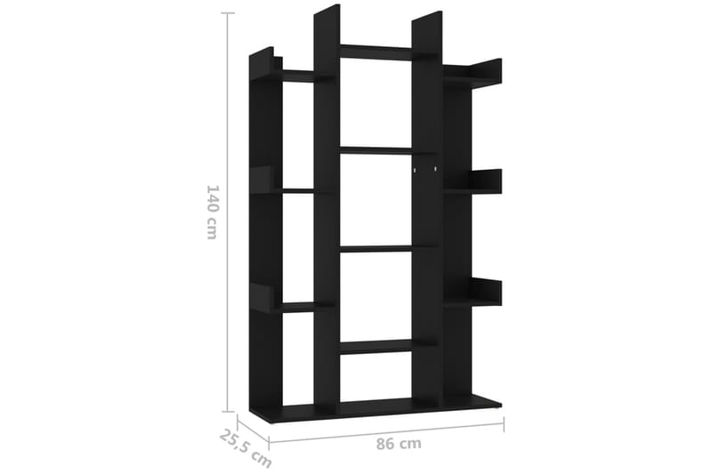 bogskab 86x25,5x140 cm spånplade sort - Sort - Bogreol