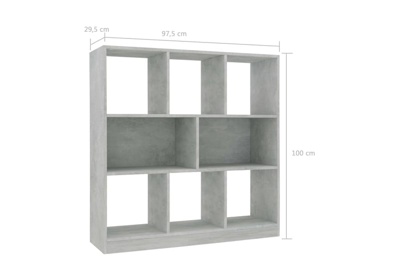 bogskab 97,5 x 29,5 x 100 cm spånplade betongrå - Bogreol