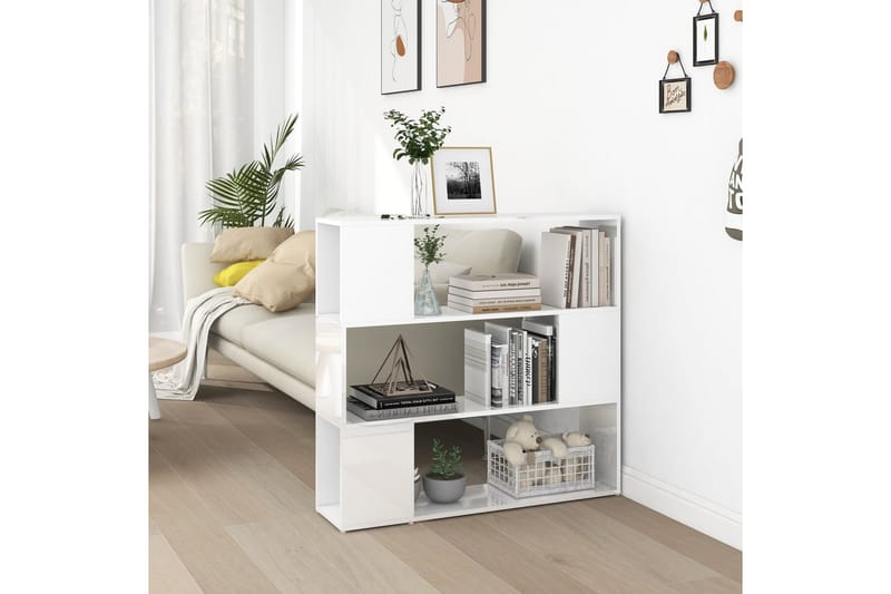 bogskab/rumdeler 100x24x94 cm spånplade hvid højglans - Hvid - Opbevaring - Hylder & Reoler - Bogreol