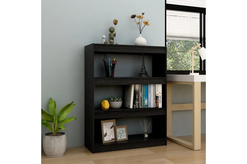 bogskab/rumdeler 100x30x103 cm massivt fyrretræ sort - Sort - Opbevaring - Hylder & Reoler - Bogreol