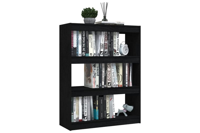 bogskab/rumdeler 100x30x103 cm massivt fyrretræ sort - Sort - Opbevaring - Hylder & Reoler - Bogreol