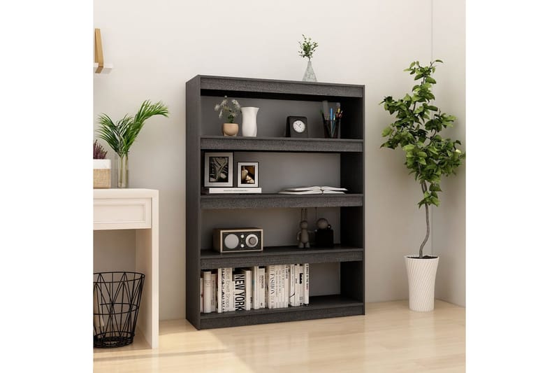 bogskab/rumdeler 100x30x135,5 cm massivt fyrretræ grå - Gr�å - Opbevaring - Hylder & Reoler - Bogreol