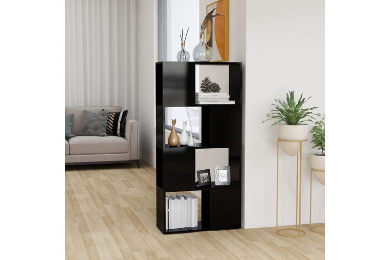 bogskab/rumdeler 60x24x124,5 cm spånplade sort højglans - Sort - Opbevaring - Hylder & Reoler - Bogreol