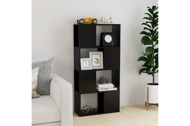 bogskab/rumdeler 60x24x124,5 cm spånplade sort højglans - Sort - Opbevaring - Hylder & Reoler - Bogreol