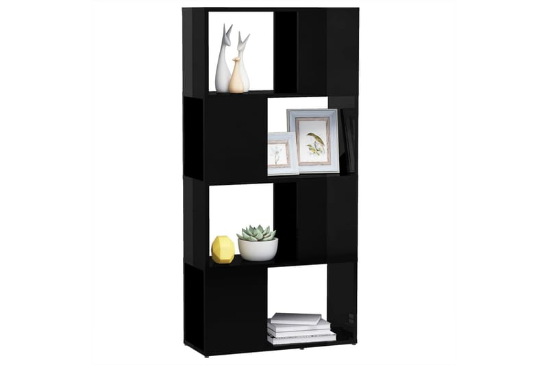 bogskab/rumdeler 60x24x124,5 cm spånplade sort højglans - Sort - Opbevaring - Hylder & Reoler - Bogreol