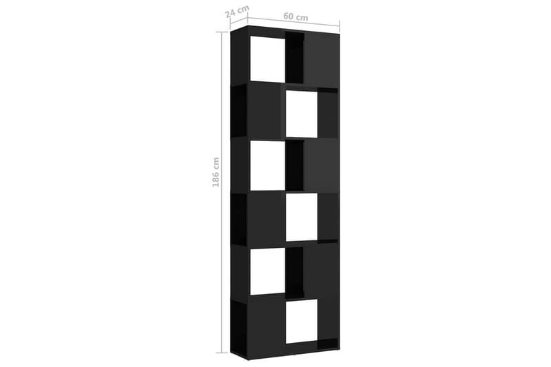 bogskab/rumdeler 60x24x186 cm spånplade sort højglans - Sort - Bogreol