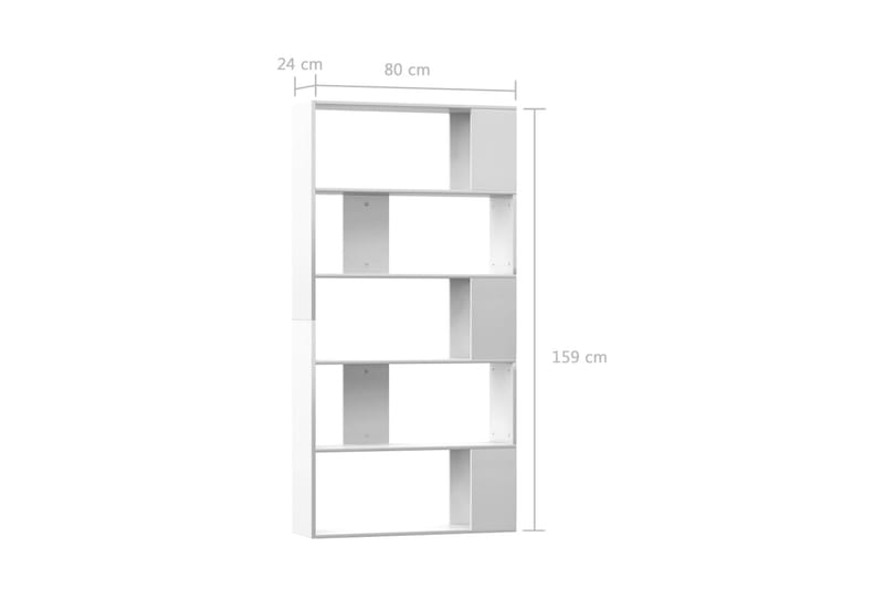 bogskab/rumdeler 80 x 24 x 159 cm spånplade hvid højglans - Bogreol