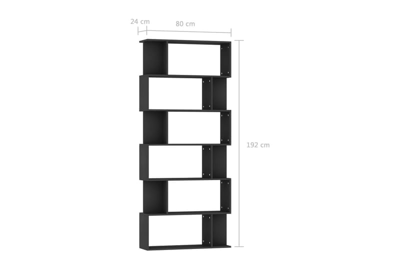 bogskab/rumdeler 80 x 24 x 192 cm spånplade sort - Bogreol