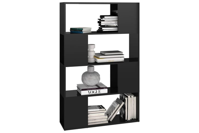 bogskab/rumdeler 80x24x124,5 cm spånplade sort højglans - Sort - Opbevaring - Hylder & Reoler - Bogreol