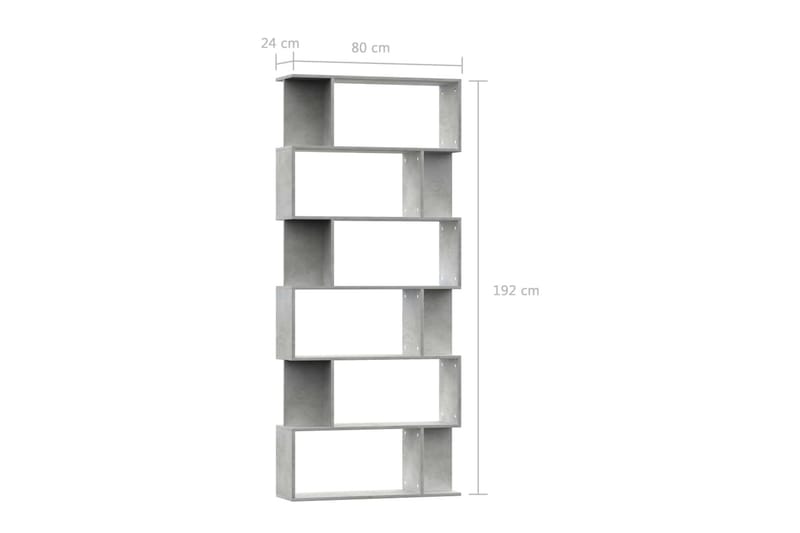bogskab/rumdeler 80x24x192 cm spånplade betongrå - Bogreol