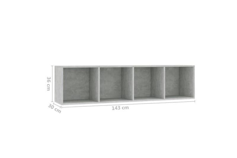 bogskab/tv-skab 143 x 30 x 36 cm betongrå - Opbevaring - Hylder & Reoler - Bogreol