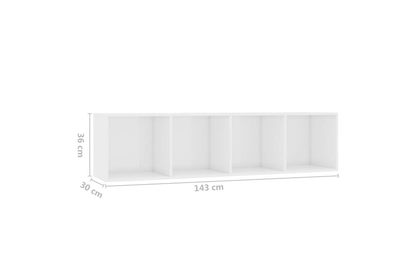 bogskab/tv-skab 143 x 30 x 36 cm hvid højglans - Bogreol