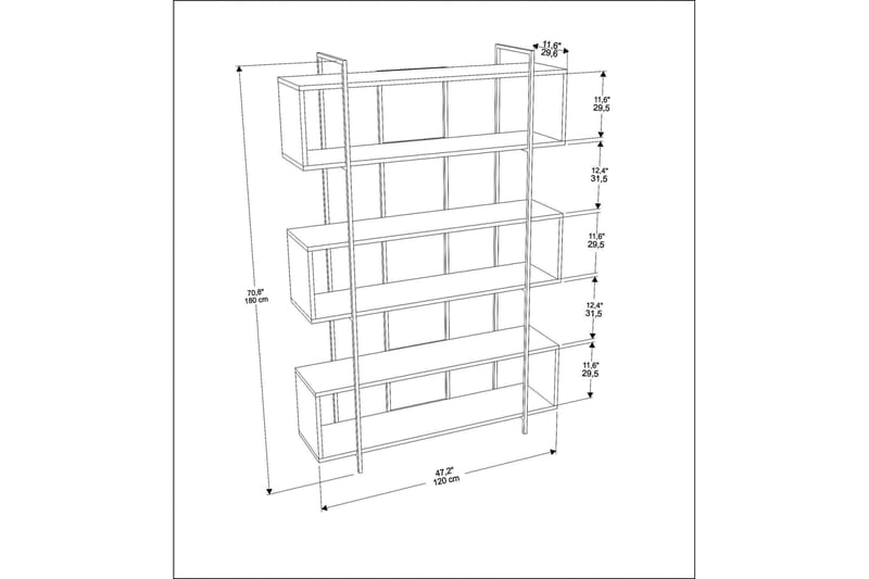 Bruti Bogreol 120 cm i Malet Træ - Sort - Opbevaring - Hylder & Reoler - Bogreol