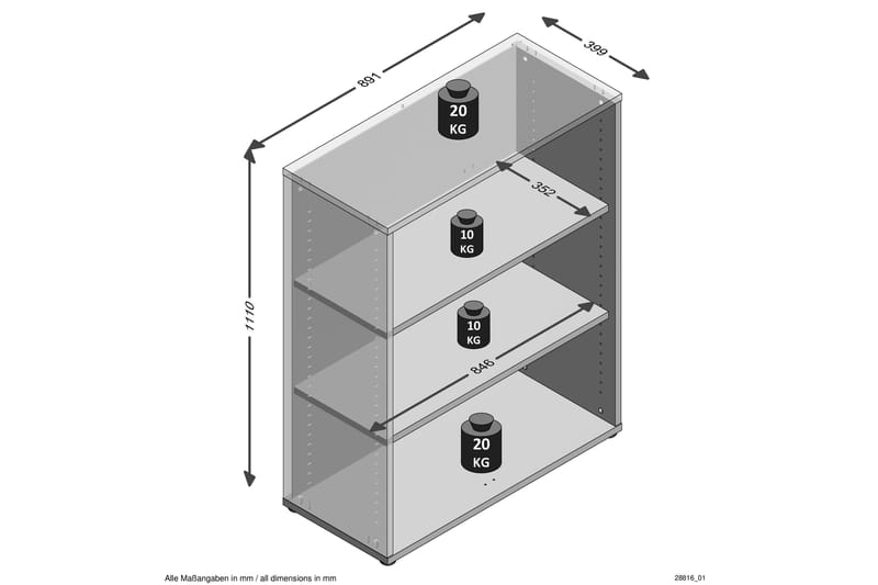 Calvia Reol 89 cm - Hvid - Opbevaring - Hylder & Reoler - Bogreol