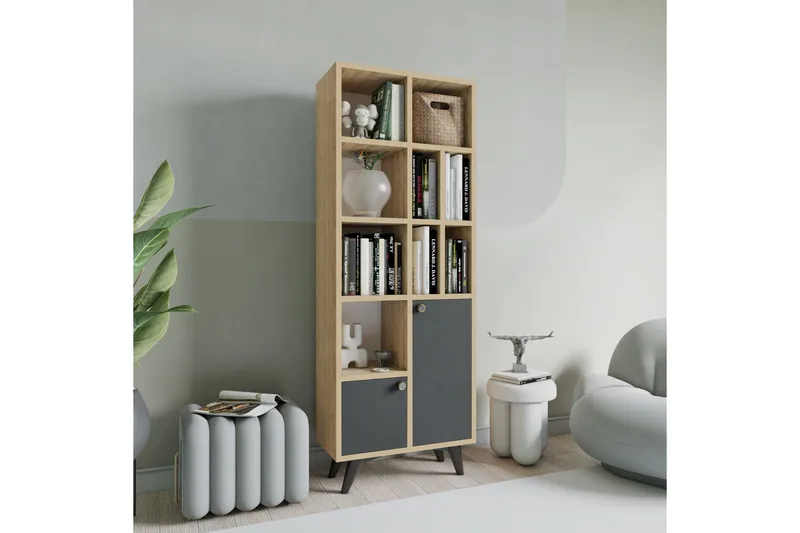 Casabetania Bogreol 30x60 cm - Antracit/Natur - Opbevaring - Hylder & Reoler - Bogreol