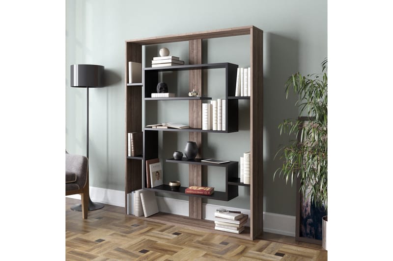 Caulside Bogreol 120 cm - Valnød|Sort - Opbevaring - Hylder & Reoler - Bogreol