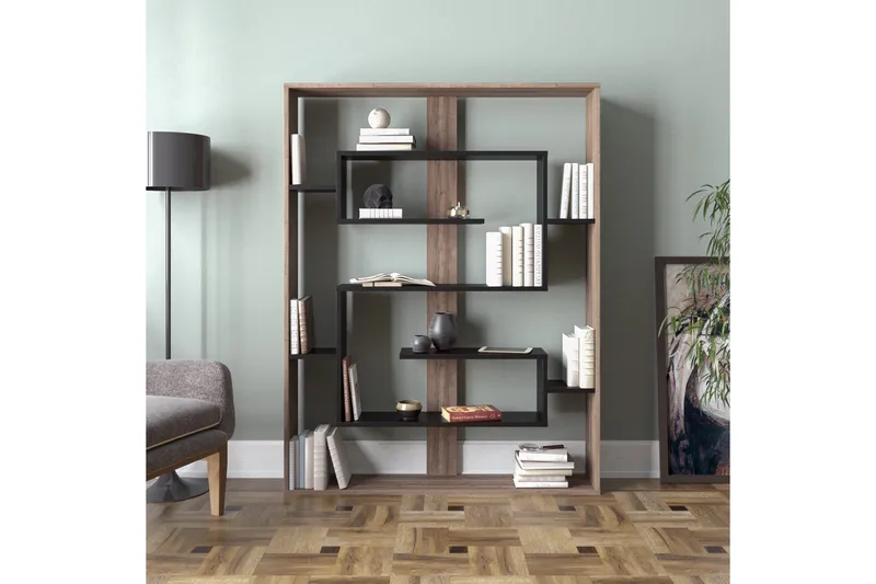 Caulside Bogreol 120 cm - Valnød|Sort - Opbevaring - Hylder & Reoler - Bogreol