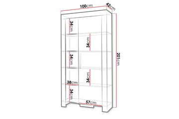 Cezar Hylla 100x42x201 cm Ek - Opbevaring - Hylder & Reoler - Bogreol