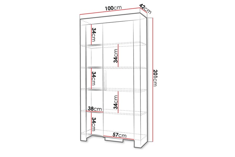 Cezar Hylla 100x42x201 cm Ek - Opbevaring - Hylder & Reoler - Bogreol