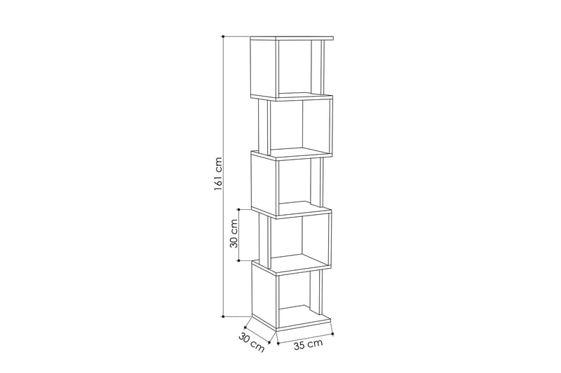Chiranda Bogreol 35 cm i Lyst Træ - Hvid|Brun - Opbevaring - Hylder & Reoler - Bogreol
