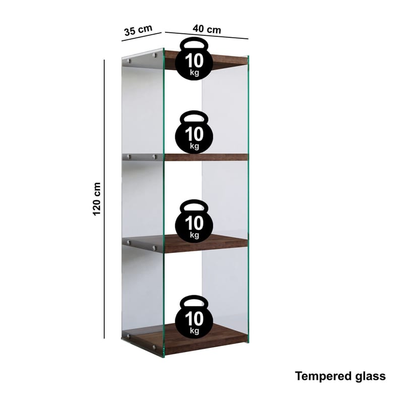 Dalshult Bogreol 40 cm i Glas med Træplade - Gennemsigtig - Opbevaring - Hylder & Reoler - Bogreol