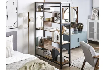 Daven Bogreol 115 cm i Træ med Metalstativ - Brun - Opbevaring - Hylder & Reoler - Bogreol