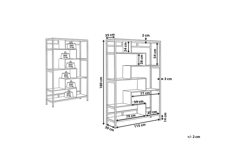 Daven Bogreol 115 cm i Træ med Metalstativ - Brun - Opbevaring - Hylder & Reoler - Bogreol