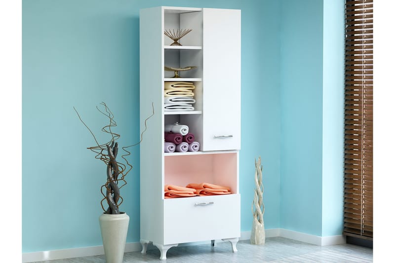 Decorotika Bogreol 60 cm i Malet Træ - Hvid - Opbevaring - Hylder & Reoler - Bogreol
