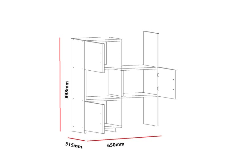 Decorotika Bogreol 65 cm i Malet Træ - Hvid - Opbevaring - Hylder & Reoler - Bogreol