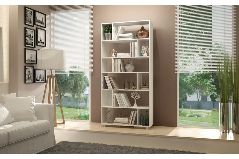 Decorotika Bogreol 90 cm i Malet Træ - Hvid - Opbevaring - Hylder & Reoler - Bogreol